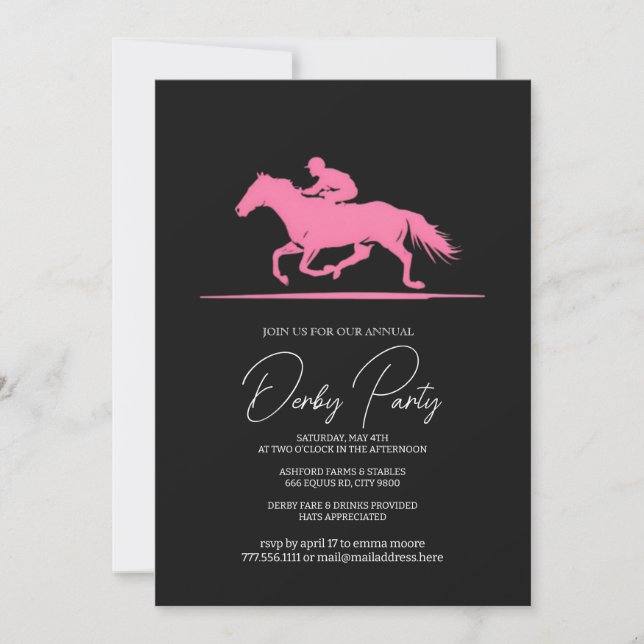 Invitación moderna a la fiesta del Derby Negro Ros (Anverso)