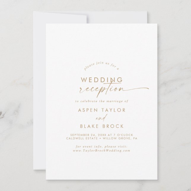 Invitación moderna a la recepción de boda con escr (Anverso)