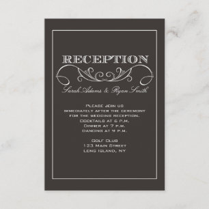 Invitación moderna a la recepción de Swirl Black