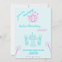 Invitación moderna a mano para cena de cumpleaños