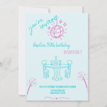 Invitación moderna a mano para cena de cumpleaños
