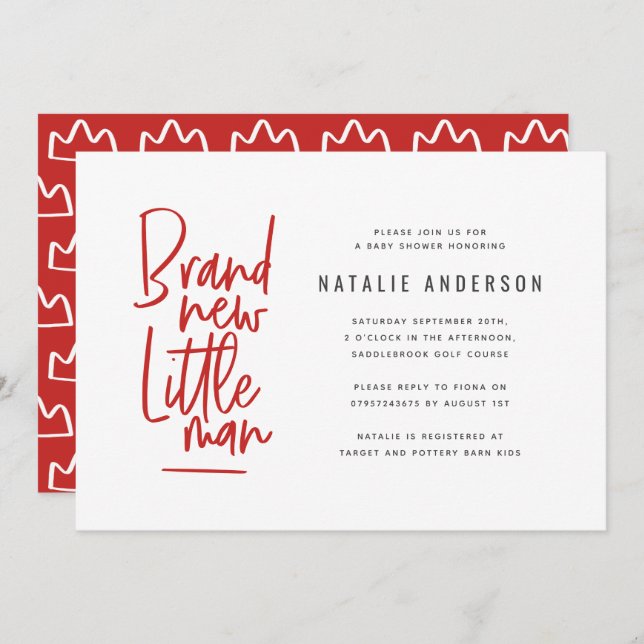 Invitación moderna a una fiesta para bebés (Anverso / Reverso)