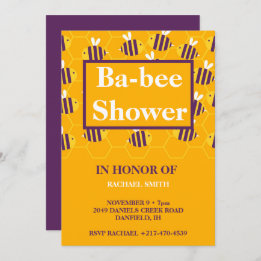 Invitación Moderna abeja de abeja amarilla de abeja de bebé d