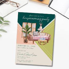 Invitación Moderna acuarela Art Deco Fiesta de calentamiento