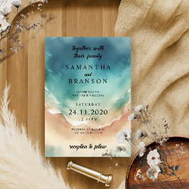 Invitación Moderna acuarela azul de Ocean Beach