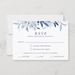 Invitación Moderna acuarela azul RSVP Selección de comidas