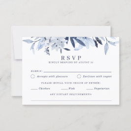 Invitación Moderna acuarela azul RSVP Selección de comidas