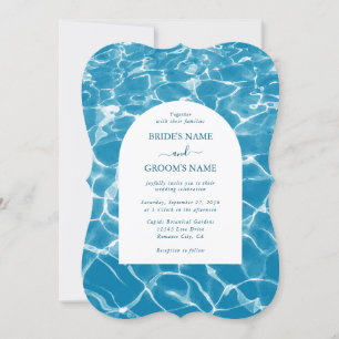 Invitación Moderna acuarela Blue Ocean Beach Wedding