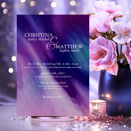 Invitación Moderna acuarela Boda azul de la Marina Púrpura