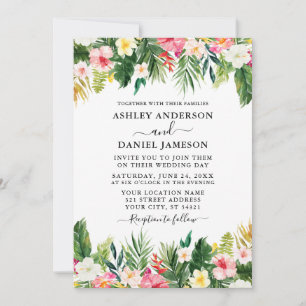 Invitación Moderna acuarela Boda de vegetación tropical flora