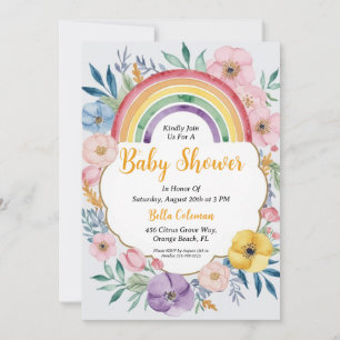 Invitación Moderna acuarela Boho Rainbow Baby Shower
