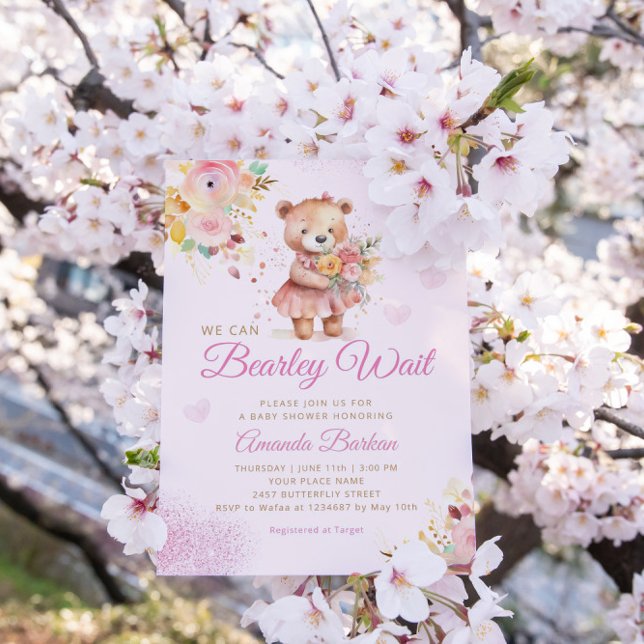 Invitación Moderna acuarela Boho Teddy Bear Chica Baby Shower (Subido por el creador)