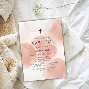 Invitación Moderna acuarela Burbuja bautismo Cruz cristiana