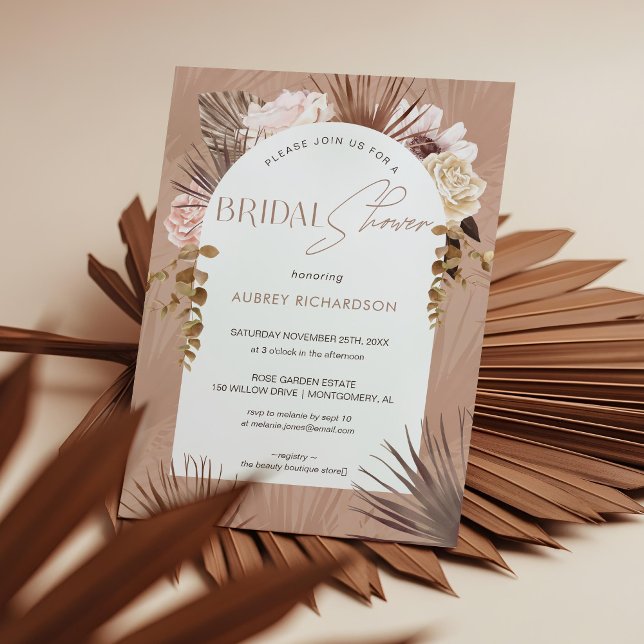 Invitación Moderna acuarela de Bohemia Floral Ducha Bridal (Modern Bohemian Watercolor Floral Bridal Shower Invitation)