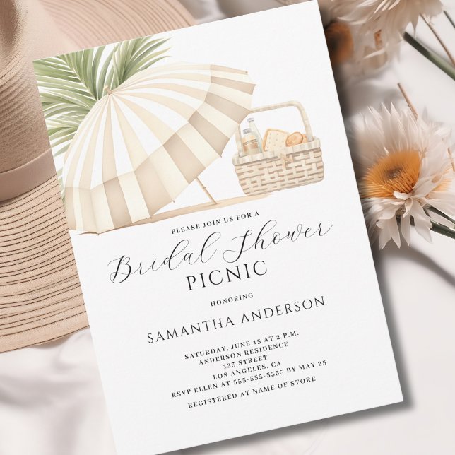Invitación Moderna acuarela de ducha de novia picnic (Subido por el creador)