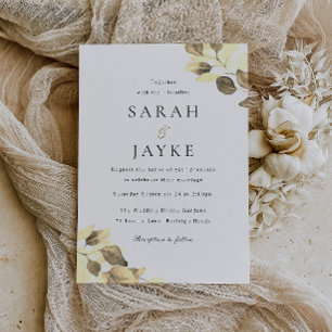 Invitación Moderna acuarela Dorada Leaf Elegante Boda