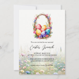 Invitación Moderna acuarela Eggets Basket Easter Brunch