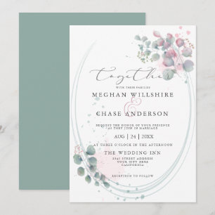 Invitación Moderna acuarela Eucalyptus Foliage BarefootBride