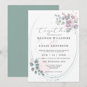 Invitación Moderna acuarela Eucalyptus Foliage BarefootBride