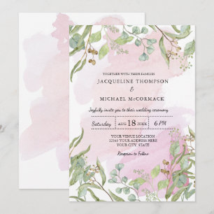 Invitación Moderna acuarela Eucalyptus Greenery Boda