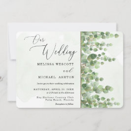 Invitación Moderna acuarela Eucalyptus Greenery Boda