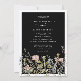 Invitación Moderna acuarela Flor de flores silvestres Boda ne