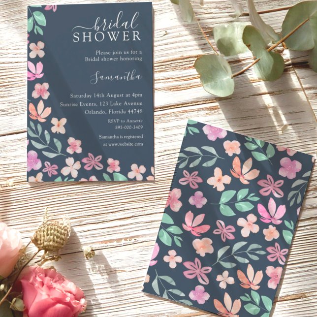 Invitación Moderna acuarela Flor salvaje Ducha nupcial (Subido por el creador)