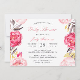 Invitación Moderna acuarela Floral Baby Shower botánico