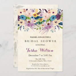 Invitación moderna acuarela floral Bridal Shower Invite