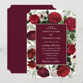 Invitación Moderna acuarela floral de Borgoña Elegante Boda