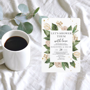 Invitación Moderna acuarela Floral Marco verde y amarillo