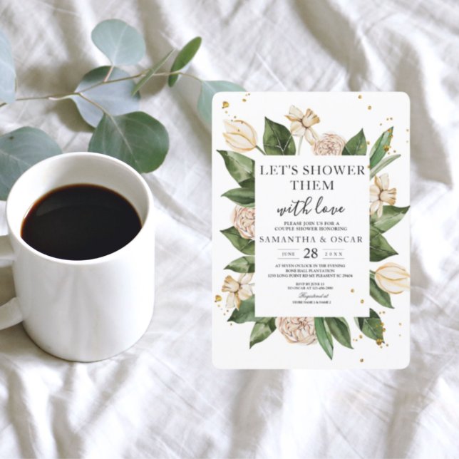 Invitación Moderna acuarela Floral Marco verde y amarillo (Subido por el creador)