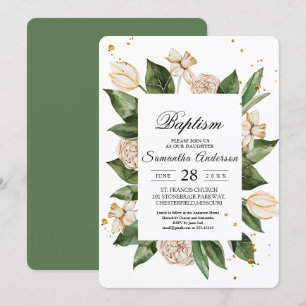 Invitación Moderna acuarela Floral Marco verde y amarillo