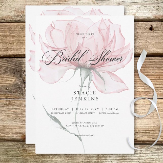 Invitación Moderna acuarela Floral rosa ducha de novia (Modern Watercolor Pink Floral Bridal Shower Invitation)