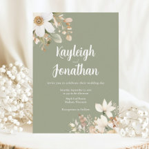 Moderna acuarela Floral Sage Green Boda