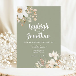 Invitación Moderna acuarela Floral Sage Green Boda