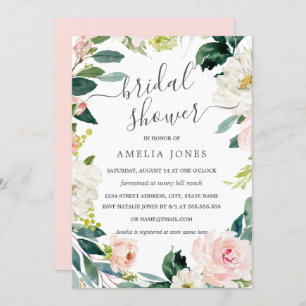 Invitación Moderna acuarela Floral Wreath Bridal Shower