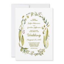 Moderna acuarela Greenery Laurel Boda