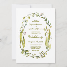 Invitación Moderna acuarela Greenery Laurel Boda