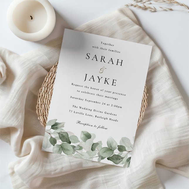 Invitación Moderna acuarela Hoja Verde Elegante Boda (Subido por el creador)