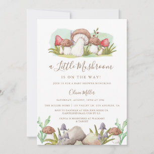 Invitación Moderna acuarela hongo Baby Shower