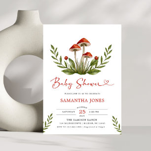 Invitación Moderna acuarela hongo Baby Shower