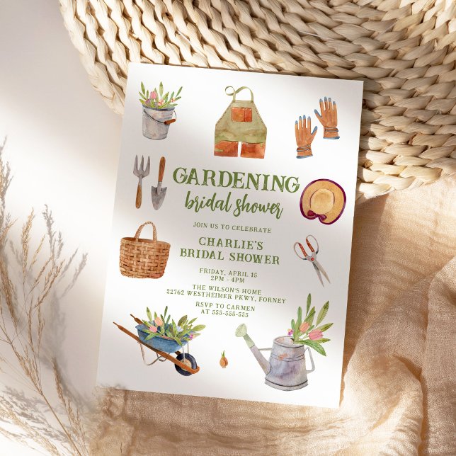 Invitación Moderna acuarela Jardín Fiesta ducha de novia (Subido por el creador)