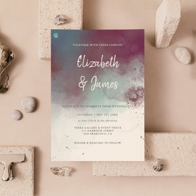 Invitación Moderna acuarela Jewel Tones Boho Boda (Subido por el creador)