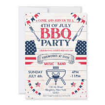Moderna acuarela Patriótica 4 de Julio BBQ