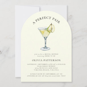 Invitación Moderna acuarela Pear Martini Bridal Shower