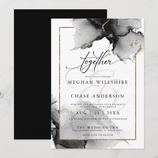 Invitación Moderna acuarela Personalizado de carbón vegetal (Anverso / Reverso)