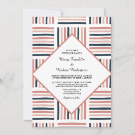 Invitación Moderna acuarela rosa Boda trendy striping