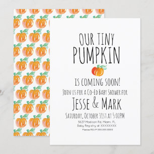 Invitación Moderna acuarela Tiny Pumpkins Baby Shower