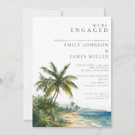 Invitación Moderna acuarela Tropical Beach Engagement Party